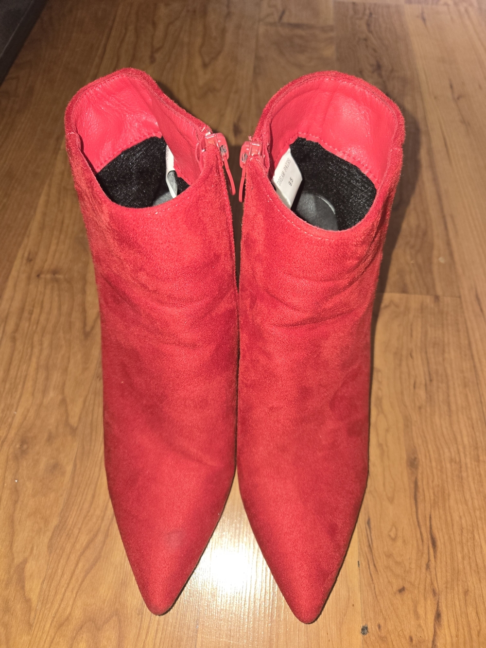 Dream Pairs Red Suede Pointed Toe Ankle Booties